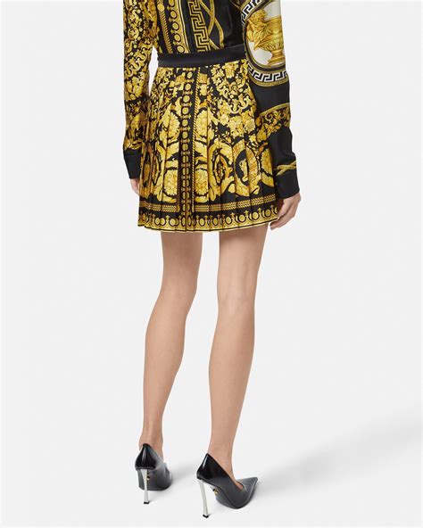 versace baroque pleated skirt|Barocco Pleated Skirt Black,Print .